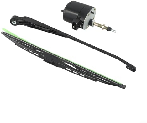 FACAIIO 3 Stück 12 V Universal Scheibenwischermotor 105° Wischerblatt Ersatz-Set für Traktor Boot RV mit 1 Wischermotor, 2 Scheibenwischer 400 mm, 1QC0H7VQZ6580J0255167G9HXEI