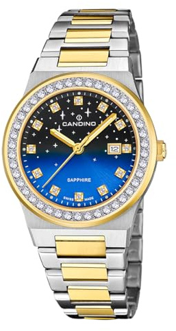 Candino Swiss Damenuhr Analog aus Edelstahl 316l Multi | Quarzwerk, Widerstandsfähiges Saphirglas, Wasserdicht 5 ATM, Kalender C4750/3