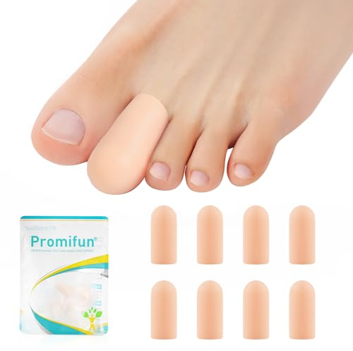 Promifun Lot de 4 paires de protections d'orteils en silicone à l'huile essentielle d'aloe vera - Coussinets d'orteils analgésiques pour cors, callosités (4M)