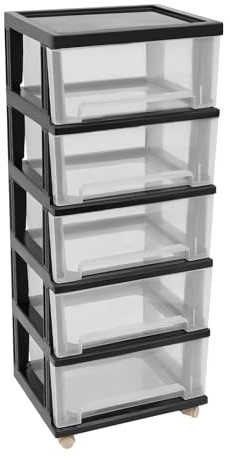 Aufbewahrungsturm aus Kunststoff Weißer 5 Schubladen Schubladenschrank Büro-Organisationstruhe Schubladenschrank, Schubladen, Büro-Wohnzimmer-Organisationstruhe，Schwarz