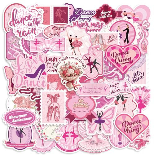 50pcs Creative Dance Stickers, Cute Ballerina Stickers Colorful Women Stickers Joyful Ballet Stickers Playful Girls Stickers Perfect Party Birthday Gifts for Laptop Bottle Notebooks(Style 2)
