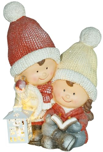 HOMCOM Weihnachtsdeko Figur, Weihnachtswichtel mit Buch und Laterne, 45 cm Weihnachtsfigur mit LED-Licht, Dekofigur zu Weihnachten, für In- und Outdoor