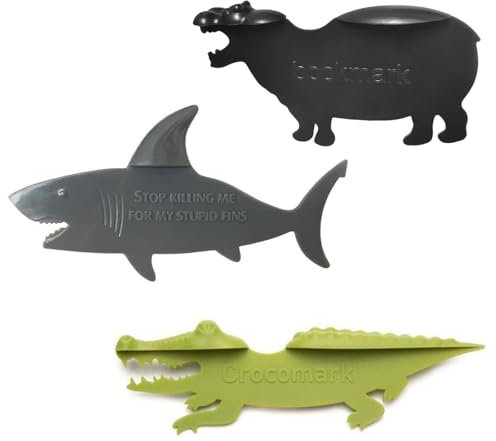 Lesezeichen Personalisiert Animal Bookmark Krokodil, Nilpferd, Hai 3 Stück 3D Cartoon Lesezeichen für Kinder und Erwachsene