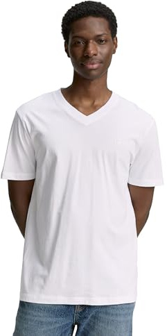 TOM TAILOR Denim Herren Basic T-Shirt mit V-Ausschnitt