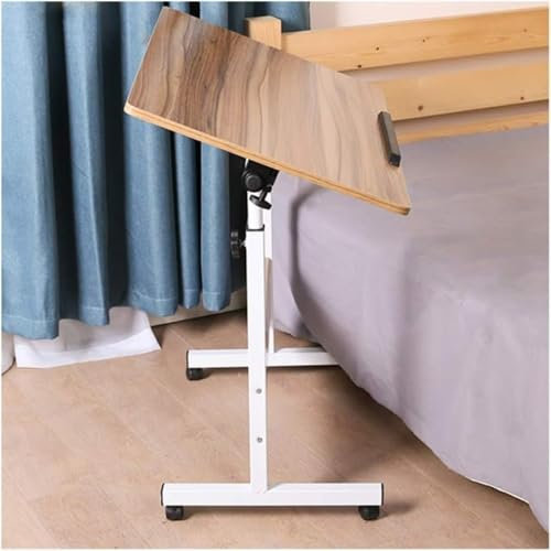 Höhenverstellbarer Überbetttisch mit Rädern für mobilen Laptop, Computerständer, tragbarer Beistelltisch für Bett oder Sofa (antike Eiche)