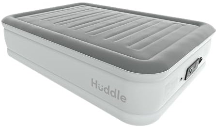 Huddle® Lite Inflatable Air Bed with Built-In Pump – Inflatable Mattress, Comfortable Flocked Top, Raised Height – Blow up bed for Camping, Guests, and Spare Rooms (Single/Double/King)
