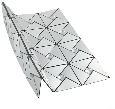 glänzende Aluminium-Mosaik-Fliesen zum Abziehen und Wandfliesen für Küche, saubere Dekoration, 30 x 30 cm (Silber)