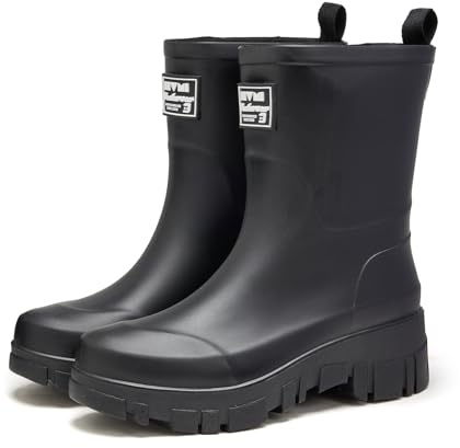 AONEGOLD Stivali Pioggia Donna Media Altezza con Suola Antiscivolo Boots Comode Moda Pioggia per Esterni Giardinaggio Gomma