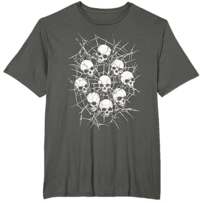 Gruselige Totenköpfe im Spinnennetz T-Shirt