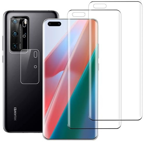 Wondoner [2+2 Stück] für Folie Huawei P40 Pro Panzerglas Kameraschutz, Verschleißfest Displayfolie Huawei P40 Pro Panzerfolie, Sensible Berührung Keine Blasen Displayschutz Schutzfolie