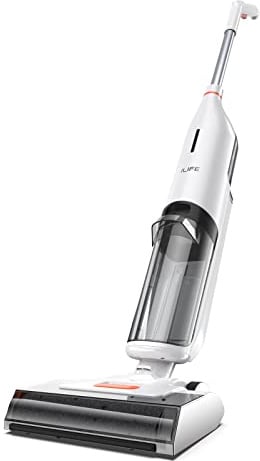 ILIFE W90 - Aspiradora inalámbrica inteligente W90 para pelo de mascotas - Multisuperficie, combo autolimpiante ligero todo en uno (blanco)