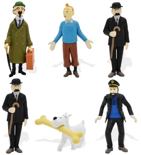 6pcs TinTin Mini Figures Set, Cartoon Cake Decoration Birthday Cupcake Figurines Supplies for Kids