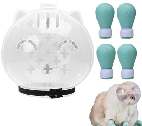 Cat Bubble Muzzle,Cat Head Ball for Grooming with Boots | Anti Scratch Pet Accessories for Bathing Washing Trimming Clipping Veterinary Visits Traveling