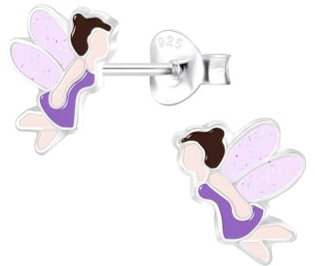 Monkimau Mädchen Ohrringe Fairy | Ohrstecker aus 925 Sterling Silber | Kinderohrringe hypoallergen