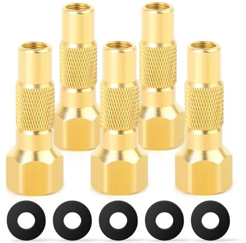 MEANLIN MEASURE Däckventil, 1/4 tum FBSP kraftig skruvbar mässing däckventil för däckpump mätare kompressortillbehör twist-on-ventiler (5-pack)