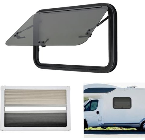 BJTDLLX Wohnmobilfenster Ausstellfenster inkl. Verdunklung Seitenfenster, Wohnwagen Fenster 85° RV Externes Push Fenster, Klappbares Ausstellfenster Camper (700x450mm)