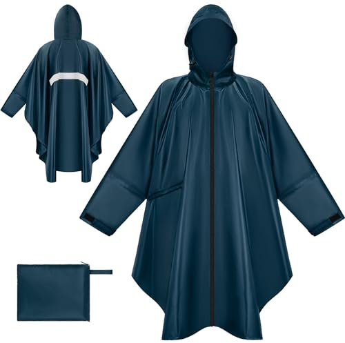 BTNEEU Poncho Pluie Imperméable Femme Cape de Pluie avec Capuche Zip Poncho Léger Réutilisable Manteau de Pluie Poncho Anti Pluie Veste de Pluie Homme pour Randonnée Camping Voyage Cyclisme