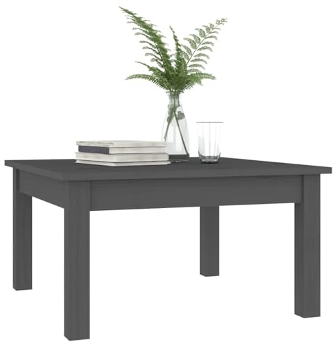 HOMELEN Couchtisch Grau Beistelltisch Massivholz Kiefer 55x55x30 cm minimalistisches Design Wohnzimmer Tisch Stabiler Holzrahmen rustikale Optik für Wohnzimmer Deko,Tische & Kaffeetische