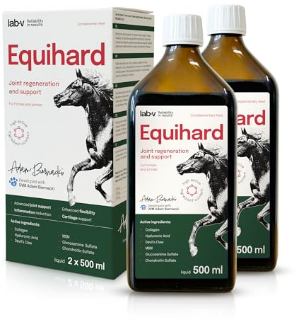 Lab-v Equihard – Flüssiges Ergänzungsfuttermittel für Pferde & Ponys – mit Glucosamin, Chondroitin, Kollagen & MSM – 2 × 500 ml Gelenkformel