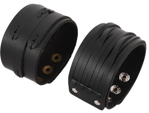 CLISPEED Punk Armbänder Verstellbares Vintage Punk Armband für Herren 2 Stück-pack mit Nieten aus Schwarzem Pu Leder für Outdoor Aktivitäten und Besondere Anlässe