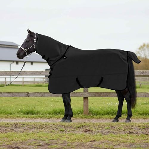 Ordellia Hästfilt full aqua polyester, ventilerande regntäcke för stall, vide och paddock, lätt utomhusfilt med bröststängning, vattentät, vinterfilt för hästar