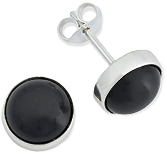 Ohrstecker 925 Silber Onyx schwarzer Stein Edelstein Ohrringe echt Silber Damen Sterling Silber Stecker Geschenk(MOS-059-03)