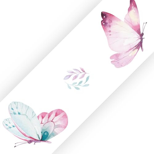 Arty Butterflies Bedroom Wall Border - Personalised Childrens Girls Name Butterfly Room Wallpaper Decor Strips - Without Name