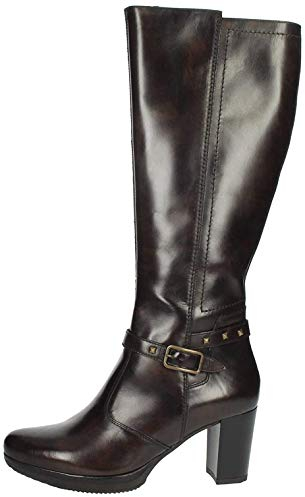 Nero Giardini A909550D Stivale Donna Tacco Medio Fibbia Borchie (35 EU, T.Moro)