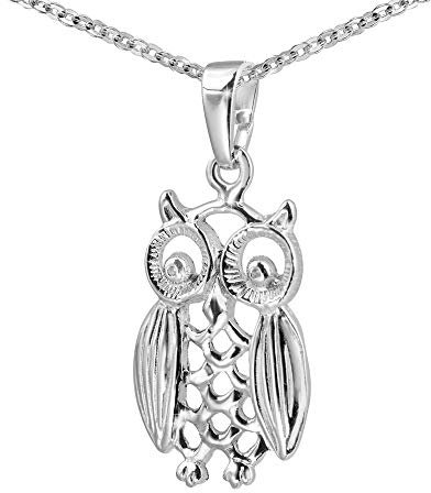 MATERIA Eulen Ketten-Anhänger Silber 925 - Vogel Schmuck mit Kette in Geschenk Etui KA-220-K97-60 cm