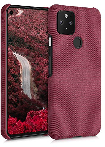 kwmobile Schutzhülle kompatibel mit Google Pixel 5 - Hülle - Stoff Cover Handyhülle - Backcover in Koralle