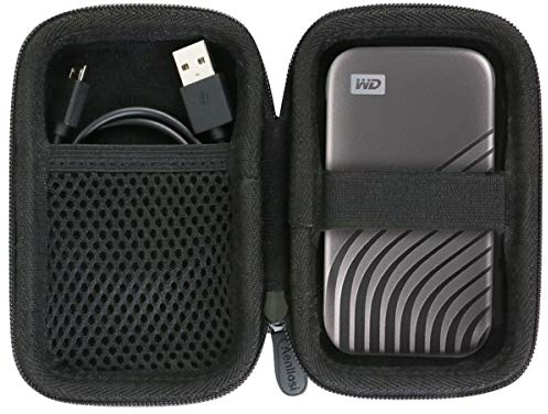 Hard Storage Case for WD My Passport Portable SSD 1TB 2TB 4TB 500GB by Aenllosi (Black,only case)