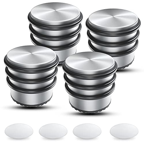SilverRack® Türstopper Edelstahl Hoch [4 Stück] + 4 extra Wand Türstopper - Premium Tür Stopper ohne Bohren 1,1kg - Schwerer Türstopper Boden - 7,5x8cm Door Stopper