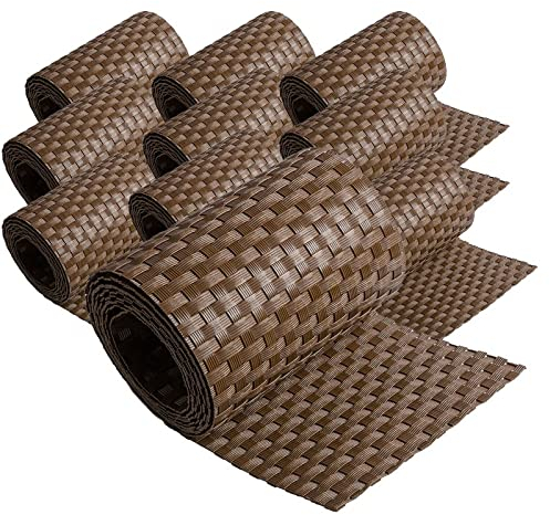ECI 10 x Poly-Rattan Sichtschutzstreifen für Doppelstabzaun Doppelstab Matten Flechtzaun 19|255 cm Braun