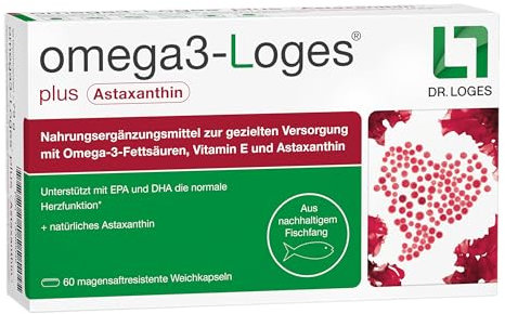 omega3-Loges® plus Astaxanthin - 60 Kapseln - Omega-3-Fettsäuren in Premium-Qualität mit einem hohen Anteil an DHA und EPA
