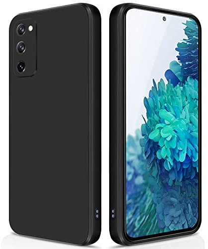 GiiYoon Hülle Kompatibel mit Samsung Galaxy S20 FE, Hochwertiges Liquid Silicone Case, Rundumschutz Handyhülle, Kratzfestes Weiches Mikrofaserfutter- Schwarz