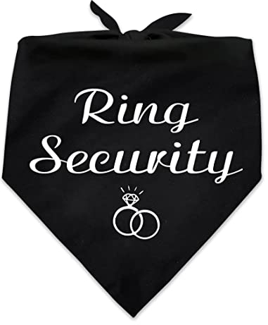 Lustiges schwarzes Baumwoll-Haustier-Halstuch, Ring, Sicherheit, Haustier, Hund, Verlobung, Hochzeit, Ankündigung, Foto für Hundeliebhaber, Brautparty, Geschenk