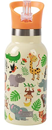 IDRINK® - Botella térmica revolucionaria, 2 paredes, botella de acero inoxidable capacidad 350 ml KIDS (ANIMALS)