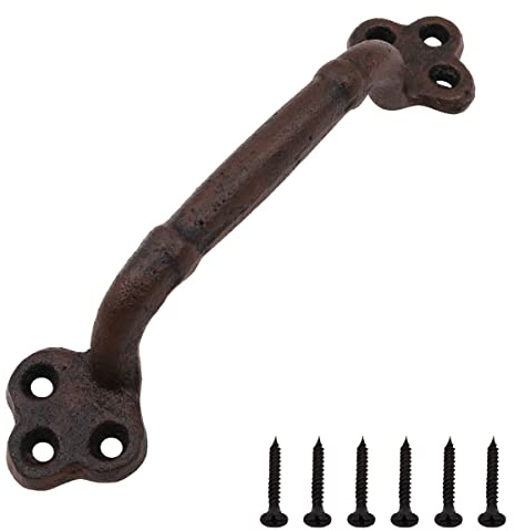 ZONADAH 22.5cm Cast Iron Door Handle Heavy Duty Vintage Classic Style Barn Door Wooden Door Pull Handle Passage Home Hallway Closet Garden Gate Shed Cabinet Door Grab Handle Indoor or Outdoor