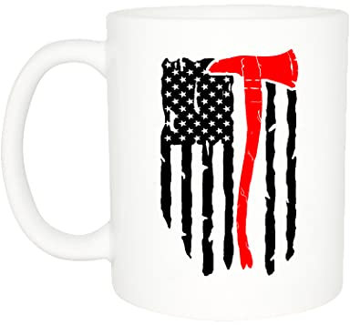 Rogue River Tactical Red Line Tattered Flag Kaffeetasse Best Firefighters Ax Neuheit Tasse Tolle Geschenkidee für Feuerwehrmann FD Feuerwehr Axt
