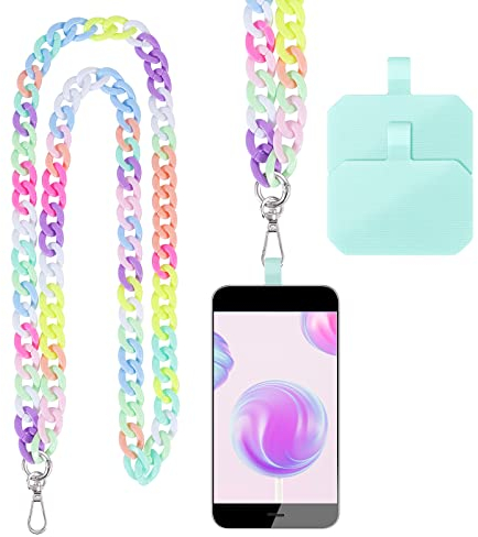 Vspek Cordons de téléphone pour Tour de Cou Sangle Universelle pour téléphone Portable Sangles en Acrylique Coloré, Compatible avec Tous Les Smartphones, avec 2 inserts de remplacement