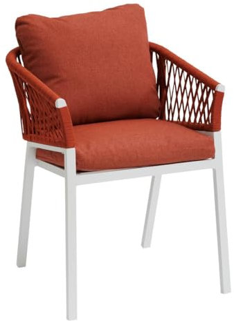 Hespéride - Lot de 2 Fauteuils de Jardin Oriengo Brique et Blanc - Aluminium Mailles Tressées Anti-Décoloration - Mobilier Extérieur Terrasse Balcon