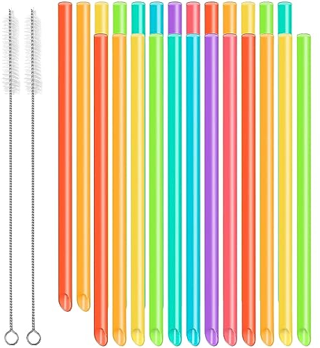 25 pcs Bubble Tea Straw,Straws,Reusable Rainbow Straws for Kids, Juice, Milkshake,and complimentary 2 pcs Straw Cleaner,26cm*1cm Extra Wide Bubble Tea Straws(Color Random