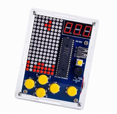 DIY Consola de Juegos Kit de Mano con Estuche Acrílico DIY Retro Clásico Kit Electrónico PCB Kit de Práctica de Soldadura Electrónica con Luz y Estuche