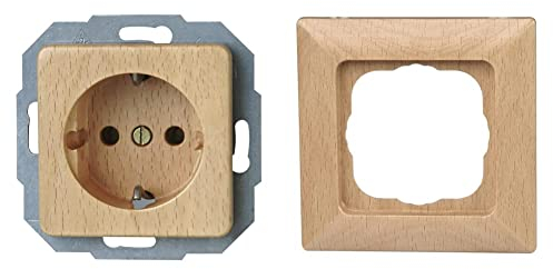 Kopp 914831080 Milano Buche Schutzkontakt-Steckdose & Abdeckrahmen 1-Fach Milano buche