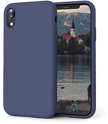 OIIAEE Silicone Case Compatible with iPhone XR Case 6.1 Inch, Soft Ultra Slim Protective Shockproof Liquid Silicone Phone Case with Anti-Scratch Microfiber Lining,Midnight Blue