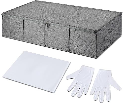 Glenmal Aufbewahrungsbox für Hochzeitskleid, Aufbewahrungsbox mit 1 Mikrofaser-Handschuhen und 100 Blatt säurefreiem Seidenpapier zur Aufbewahrung, Hochzeitskleidung, Kleid (76,2 x 40,9 x 17,8 cm