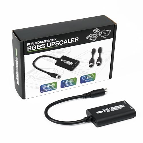 BITFUNX SEGA Genesis/Megadrive/SNK HDMI Adapter - Supports RGBS to 1080P HDMI Upscaler and 16:9/4:3 Switch, Plug & Play Video Game Adapter with No Lag, HDMI Adapter for Genesis MD1/2 SNK