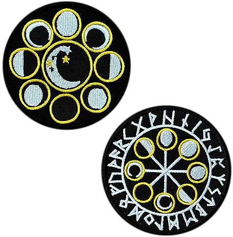 2 Pcs Vegvisir Wikinger Kompass das Mysteriöse Spiel Moral Patch Taktisch Bestickter Aufnäher mit Verschluss zum Kleidung Jacken Rucksack Weste Militäruniformen Reisen Abenteuer Biker