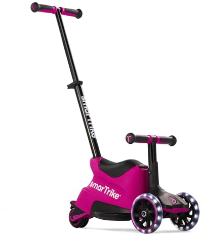 smarTrike Xtend Kleinkind Ride On Scooter Spielzeug Alter 1-12 Jahre Faltbarer Roller für Kinder mit XL LED Rädern, Rosa