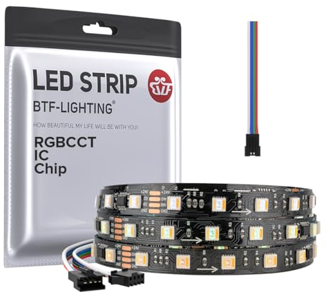 BTF-LIGHTING WS2805 SPI RGBCCT adressierbare Traum Farbe LED-Streifen WS2805 IC LED Strip 1M 60LEDs/m 10Pixels DC24V IP30 Lauflicht Effekt DIY Dekoration(Nicht inhalt Controller&Netzteil)